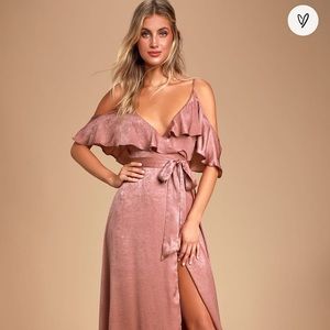Lulus Satin Wrap Maxi Dress